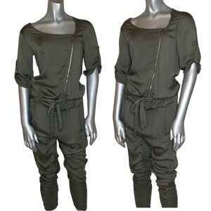 Vintage Y2K 2000s LULU LOVE Olive Green Drop Waist Slouchy Harem Pant Jumpsuit S